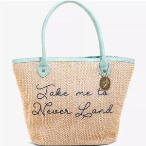 Peter Pan Disney Tan and Teal Neverland Tote, NWOT